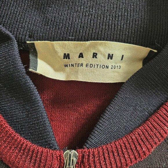 MARNI BURGUNDY/BLACK KNIT BOMBER JACKET (40) - Picture 6 of 9